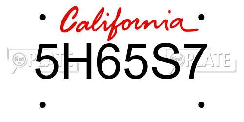 5H65S7 California License Plate
