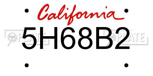 5H68B2 California License Plate