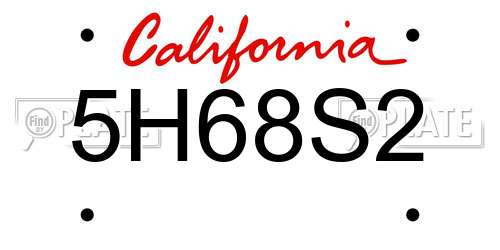 5H68S2 California License Plate