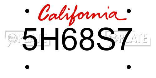5H68S7 California License Plate
