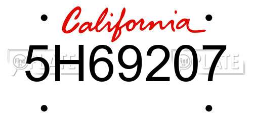 5H69207 California License Plate