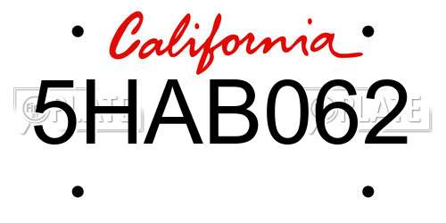 5HAB062 California License Plate