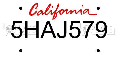 5HAJ579 California License Plate