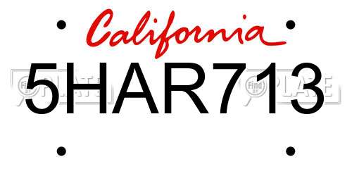 5HAR713 California License Plate