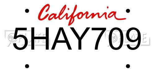 5HAY709 California License Plate