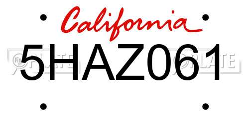 5HAZ061 California License Plate