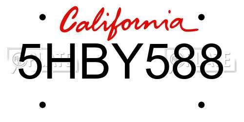 5HBY588 California License Plate