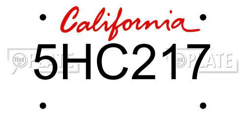 5HC217 California License Plate