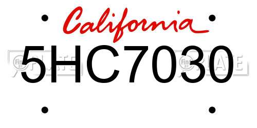 5HC7030 California License Plate