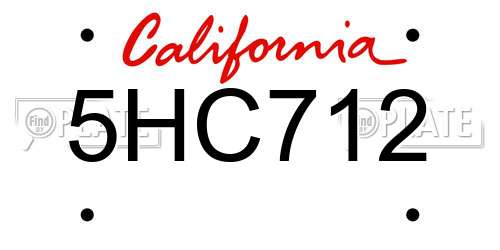 5HC712 California License Plate