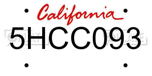 5HCC093 California License Plate