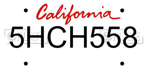5HCH558 California License Plate