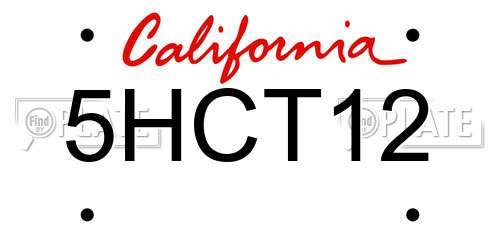 5HCT12 California License Plate