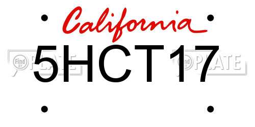 5HCT17 California License Plate