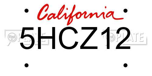5HCZ12 California License Plate