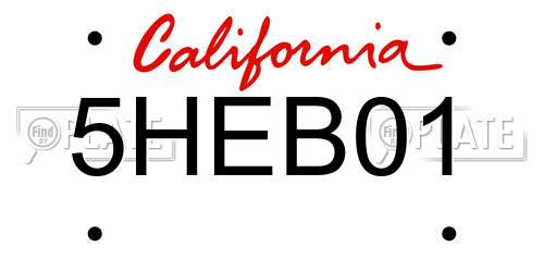 5HEB01 California License Plate