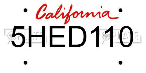 5HED110 California License Plate