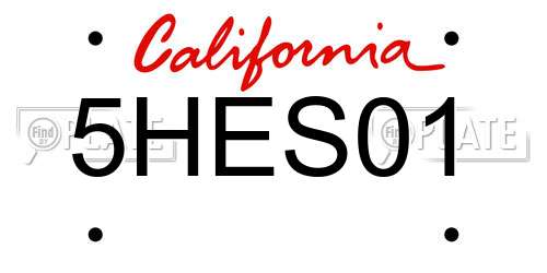 5HES01 California License Plate