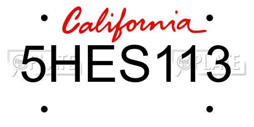 5HES113 California License Plate
