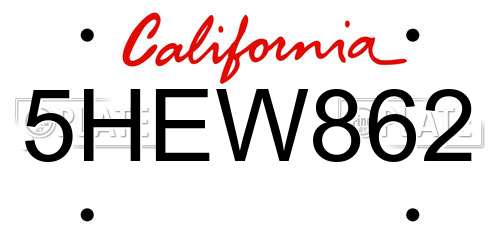 5HEW862 California License Plate