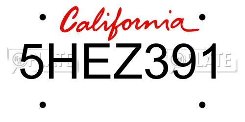 5HEZ391 California License Plate