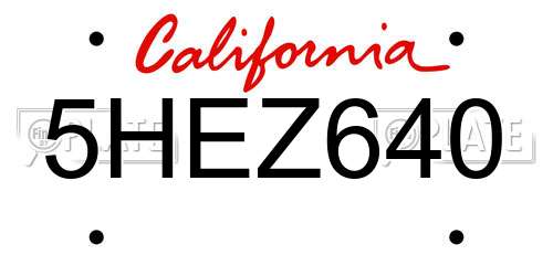 5HEZ640 California License Plate