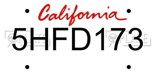 5HFD173 California License Plate