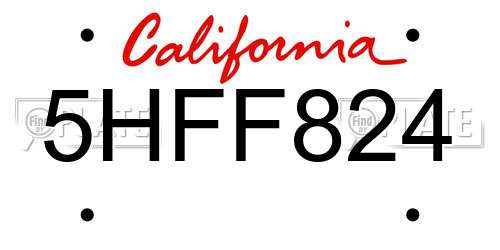 5HFF824 California License Plate