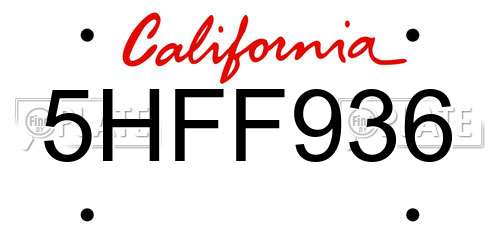 5HFF936 California License Plate