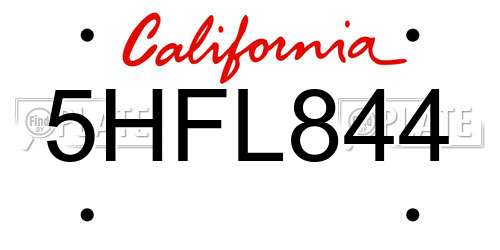 5HFL844 California License Plate