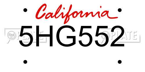 5HG552 California License Plate