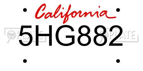 5HG882 California License Plate