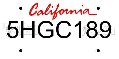 5HGC189 California License Plate