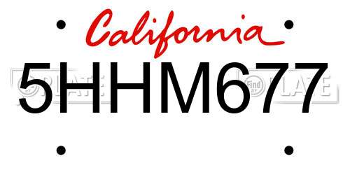 5HHM677 California License Plate