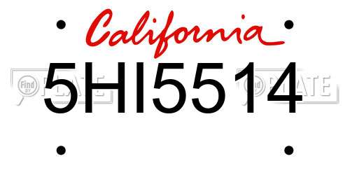 5HI5514 California License Plate