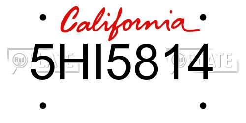 5HI5814 California License Plate