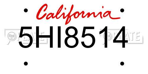 5HI8514 California License Plate