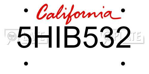 5HIB532 California License Plate