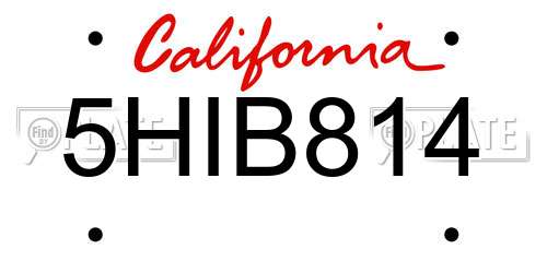 5HIB814 California License Plate