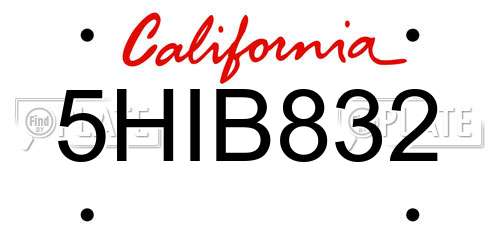 5HIB832 California License Plate