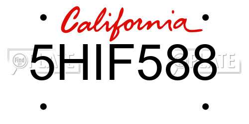 5HIF588 California License Plate