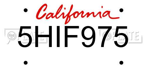 5HIF975 California License Plate