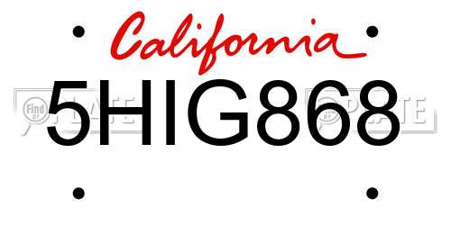5HIG868 California License Plate