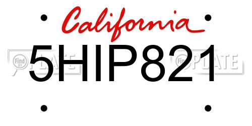 5HIP821 California License Plate