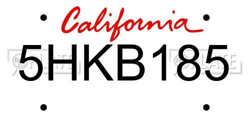 5HKB185 California License Plate