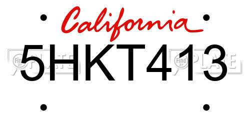 5HKT413 California License Plate
