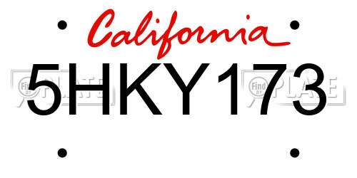 5HKY173 California License Plate