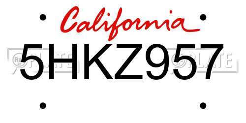 5HKZ957 California License Plate