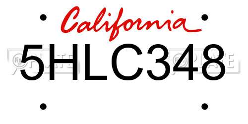 5HLC348 California License Plate