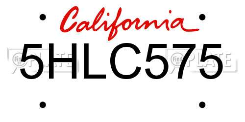 5HLC575 California License Plate